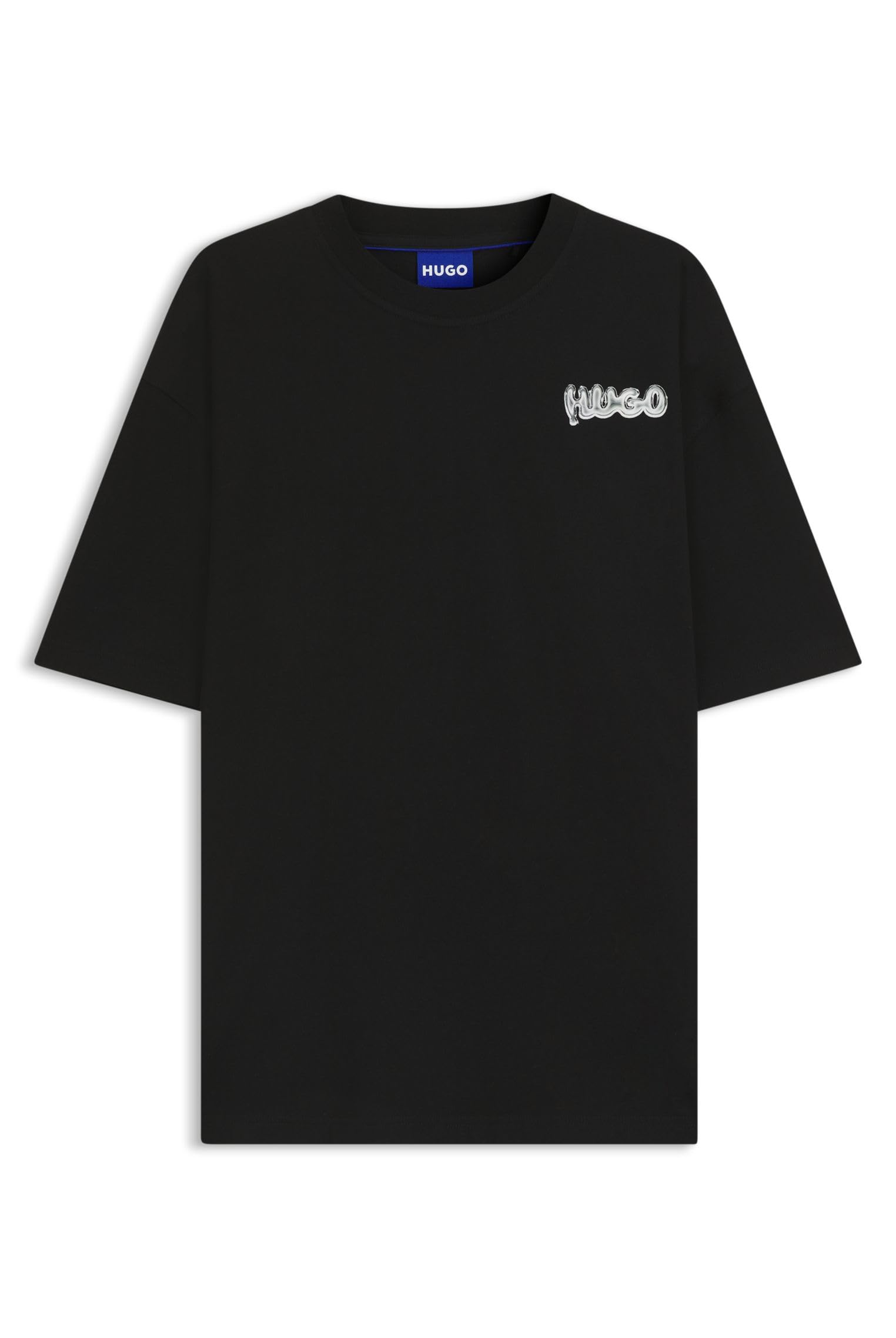 HUGO Mens Nyrotee All-Gender Cotton-Jersey T-Shirt with Logo Prints Black