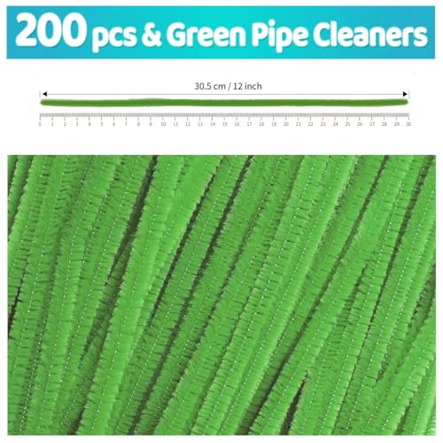 Image of IOOLEEM 200pcs Dark Green Pipe Cleaners Bulk for Crafts