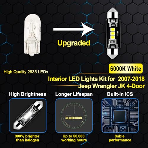 Kit de 6 bombillas LED interiores para Jeep Wrangler JK miniatura 4