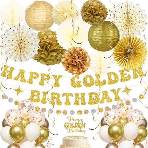 Golden Birthday Party Decorations,Gold Birthday Decorations with ...