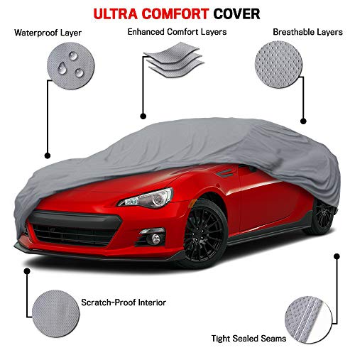 Image of MotorTrend Custom Fit Car Cover for Toyota 86 Subaru BRZ Scion FRS, All-Weather Protection for Cars Trucks & SUVs UV Resistant Waterproof Scratch-Resistant Vehicle Cover for Outdoor Indoor