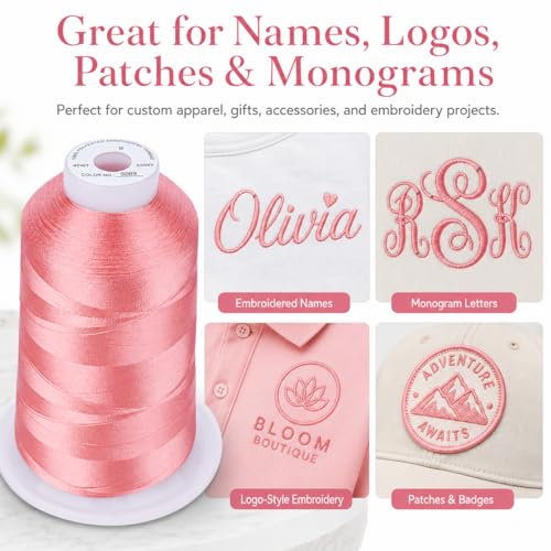 Image of Simthread 5000M 40WT Polyester Embroidery Thread, Light Coral Pink S089 | 5000M 40WT polyester thread feeds smoothly for machine embroidery, monograms, logos, patches and quilting.