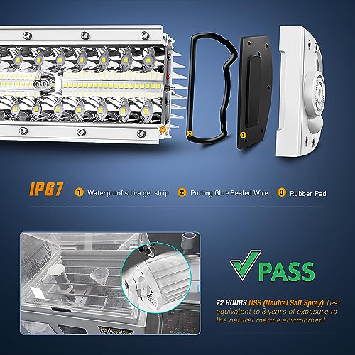 Image of Nilight Marine LED Light Bar Navigation Lights 13.5 Inch White Spot Flood Combo Ponton Boat Deck Dock Lighting for Night Fishing T-top Stern Yacht Port Sailboat Trucks Tractors