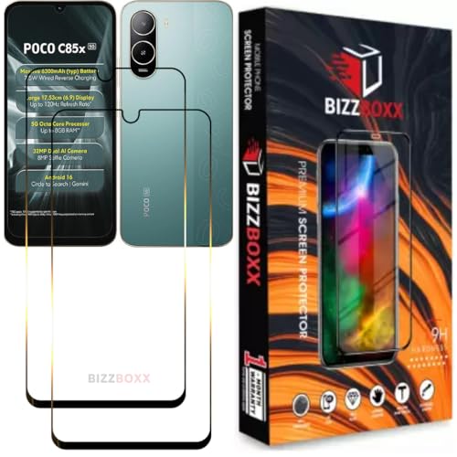 Image of Screen Guard For POCO C85x 5G Tempered Glass Screen Protector Guard - HD Clarity, Anti-Fingerprint Temper Guard (For POCO C 85x - 6.9 inch) With Installation Kit - Pack of 2