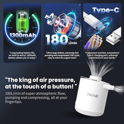 Image of BAGAIL TPU Vacuum Bag for Travel, Reusable Compression Bag with IPX8 Waterproof Zipper, Save Space for Suitcase, Backpack and Carry on (Jet Black, Large, With Pump)