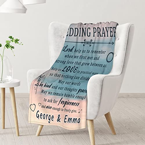 Custom Wedding Throw Blanket - Soft, Fuzzy & Warm - 50x60 Inches Marriage Prayer Blankets for Bride, Groom - Vintage Throws Gifts for Newlywed Couples