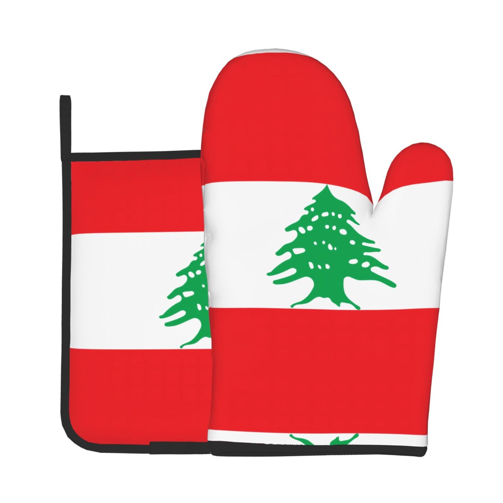 Oven Mitts and Potholders Set of 2 for Kitchen Baking Cooking GrayFlag of Lebanon Thick and Durable