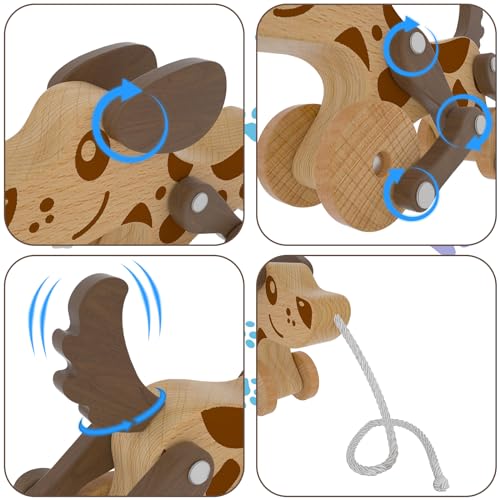 Image of Montessori Toys 1 2 3 4 Years Old Boys Girls Wooden Walking Pull Dog Toy for Baby Toddler, Pull Along Walking Toys, Walk Along Puppy Pull, Wooden Pull & Push Toy
