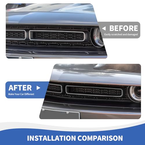 Image of RAZPOY Front Grille Inserts Grill Guard Compatible with 2015-2023 Dodge Challenger Exterior Accessories, Black