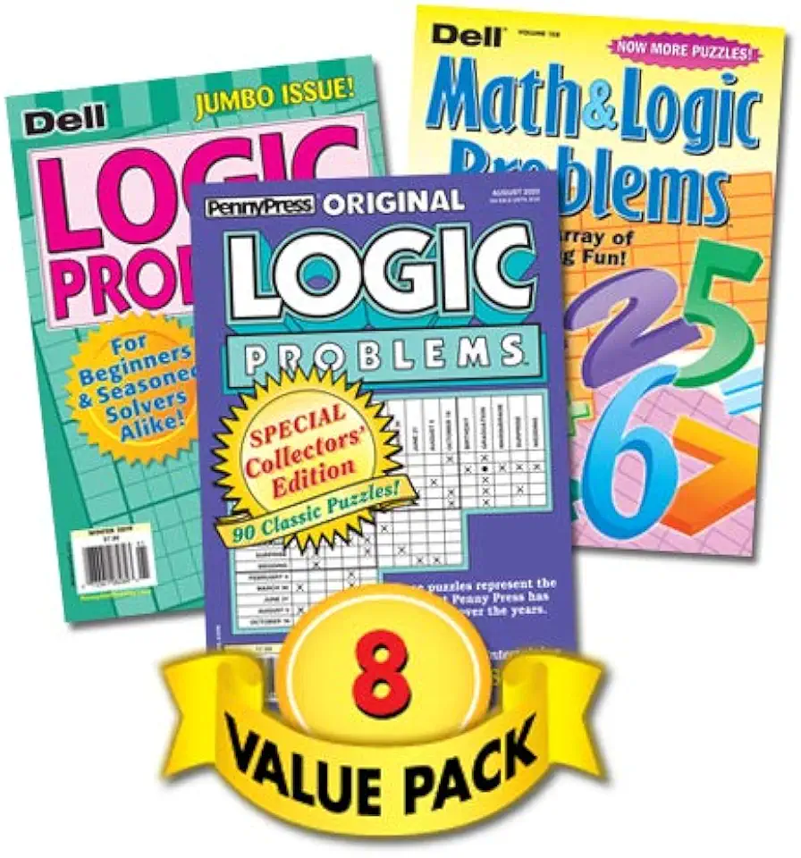 Math &amp; Logic Problems for Beginners &amp; Seasoned Puzzle Solvers – 8 Pack [Paperback] Penny Press/Dell Magazines