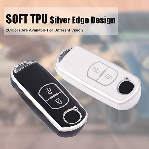 Miniatura 8 de ontto Funda para llavero de 4 botones, borde plateado, compatible con Mazda 3, 6, 8, Miata, MX-5, CX-3, CX-5, CX-5, CX-7, CX-9, carcasa para llave