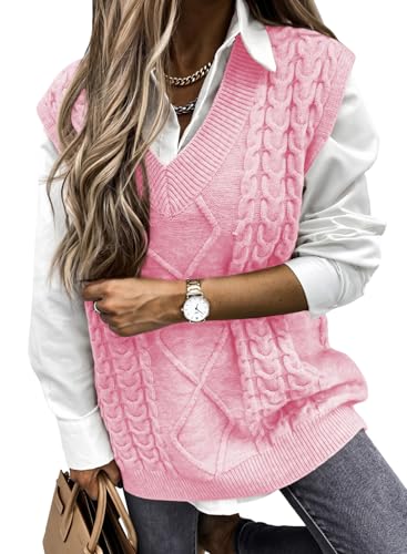 Image of EVALESS Oversized Sweater Vest for Women V Neck Sleeveless Solid Color Loose Pullover Sweater