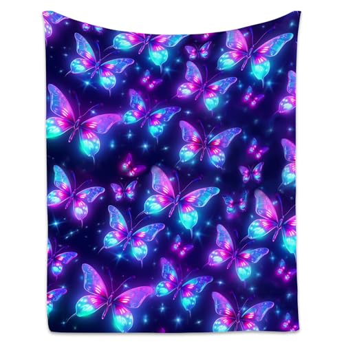 Butterfly Blanket, Cute Soft Throw Gifts for Girls, Cozy Flannel Throw Blankets for Couch Office, 40"x50"