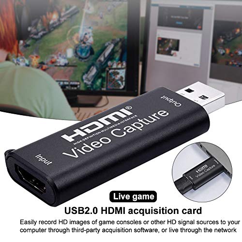 Video Record Card, Game Video Capture Dongle for Computer, Live Streaming Adapter HD 1080P USB2.0 HDMI Mini Aluminium Alloy Computer Components