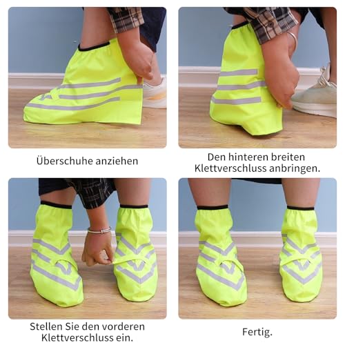 Nogsay wasserdichte Überschuhe Fahrrad,Unisex Regenüberschuhe Fahrrad Wasserdicht,Regenschuhe Fahrrad Überzieher,Regenschutz Gamaschen für Fahrradfahrer mit Reflektoren,Fahrrad Überschuhe Regen