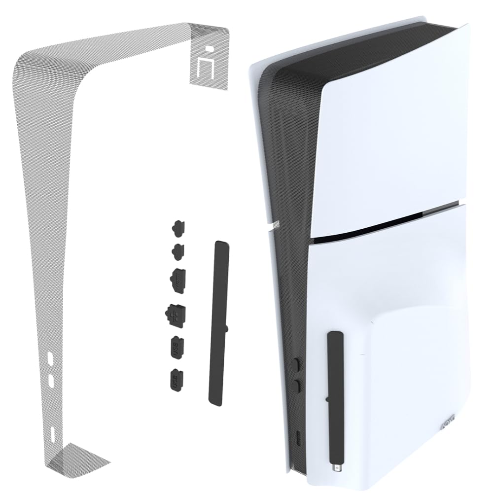 BeisDirect Housse anti-poussière pour console PS5 Slim avec bouchon poussière universel, Noir