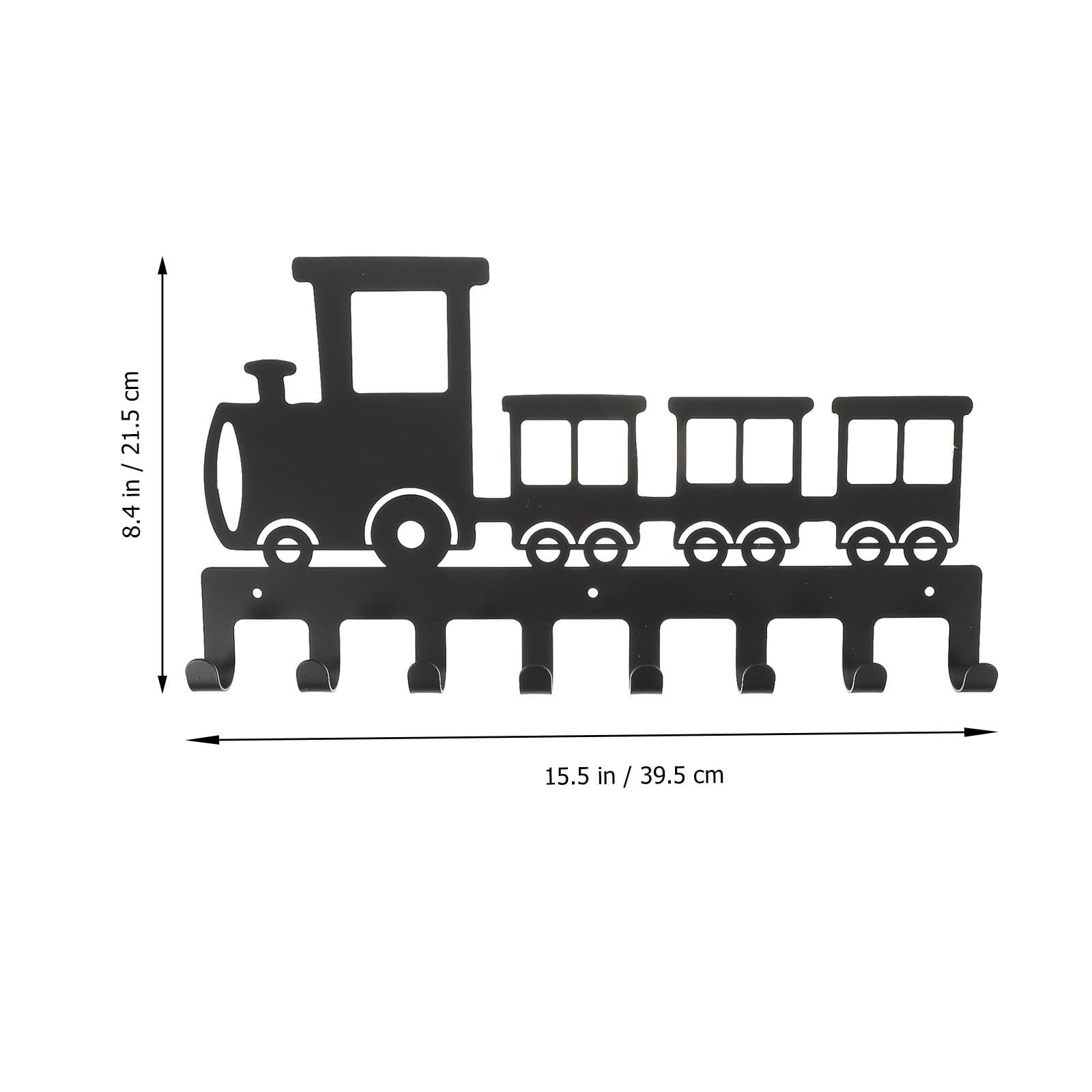 Gancho de Pared de Hierro Diseño de Tren Retro, 8 Ganchos para Colgar Ropa y Toallas, Color Negro, Adecuado para Organización en Entrada y Baño, Compacto y Resistente