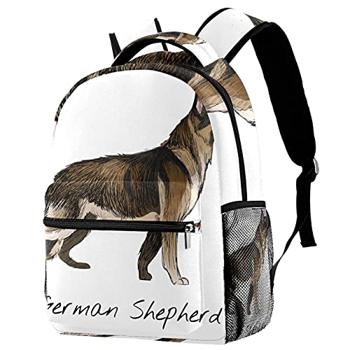 Sac à dos de voyage enfant avec porte-bouteille anti-fuite motif berger allemand
