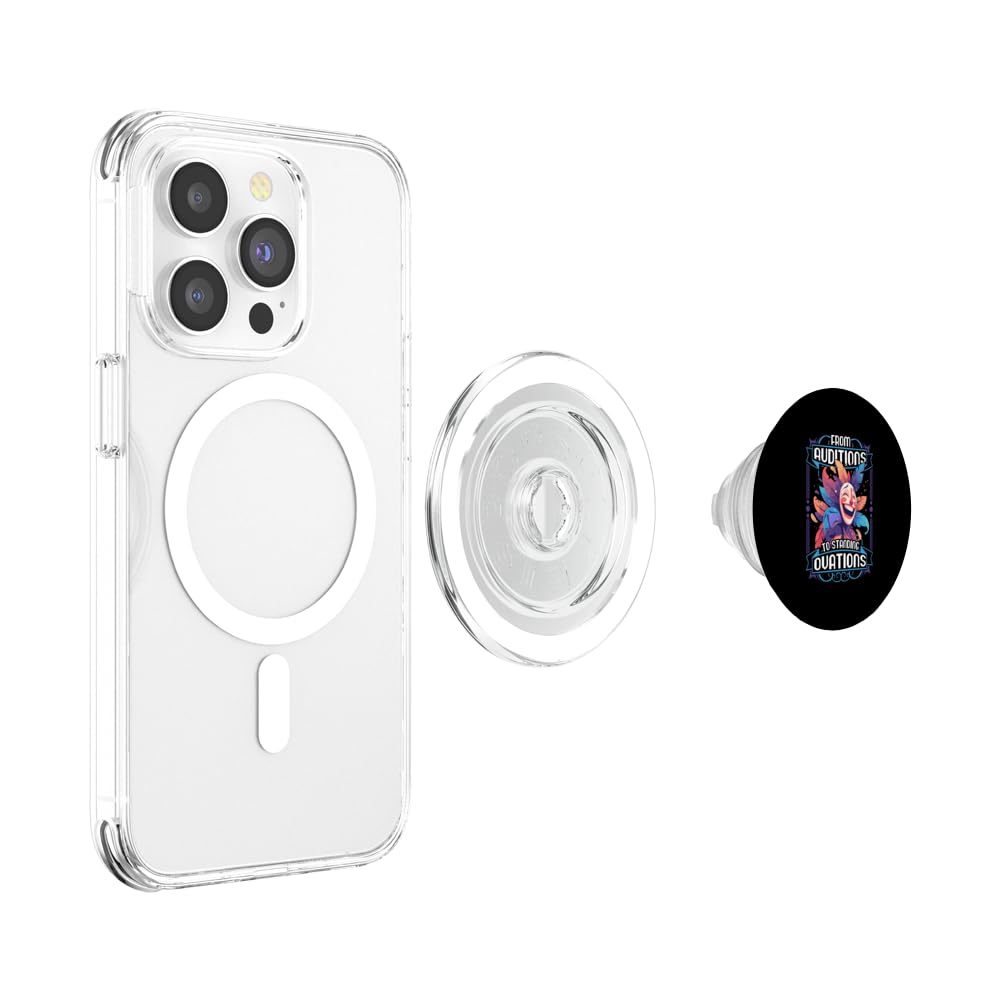 From Auditions To Standing Ovations Theatre PopSockets PopGrip for MagSafe, Clear - Image 3
