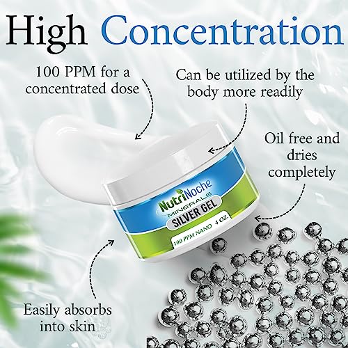 Nutrinoche Colloidal Silver Gel - 100 Ppm - Colloidal Silver Gel (4Oz) - Soothing And Cooling Of Sunburns, Razor Burn And Skin Burns #TOP5