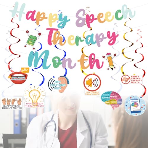 Eersida 57 Pcs National Speech Language Pathologist Day Including Banner Hanging Swirls Wall Decor Holiday Celebrating Events for Festival Supplies by Eersida - Image 6
