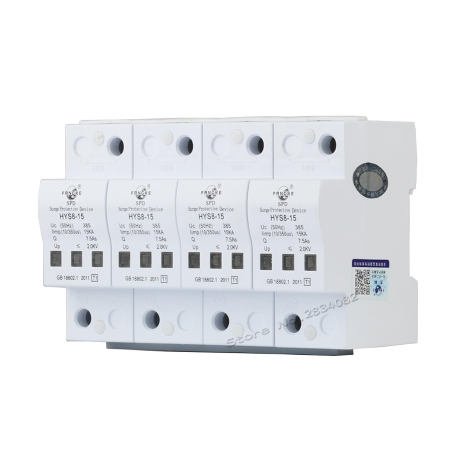 Parafoudre 4 pôles 385V 15KA protecteur domestique basse tension HYS8-15