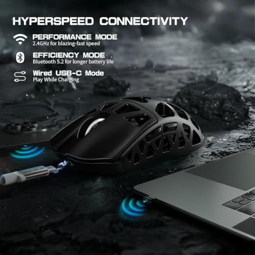 Image of ATTACK SHARK R3 Aluminum Alloy Wireless Gaming Mouse, Triple Modes BT /2.4Ghz /Wired Computer Mouse, PAW3395 26K DPI Optical Sensor, Programmable Buttons, Gaming Accessories for PC /Laptop /Mac (Black)