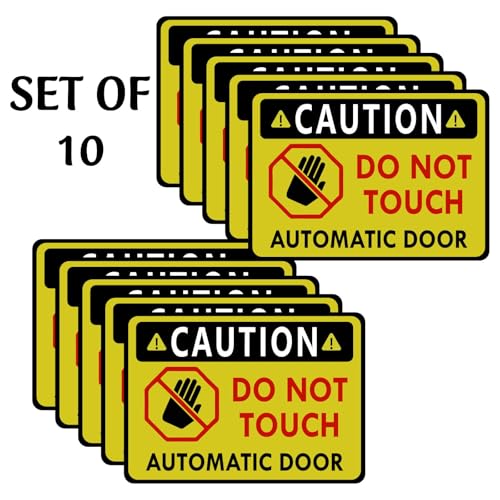 Image of CVANU Caution Do Not Touch Automatic Door Warning Safety Self-Adhesive Waterproof PVC Vinyl Sign Sticker Size (11.7inchX8.3inch) Pack of 10