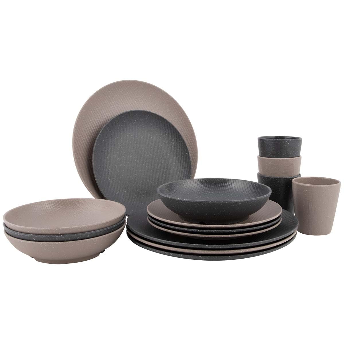 Bo-Camp - Urban Outdoor Collection - Vajilla - Folkestone - 16 Piezas - Beige/Gris