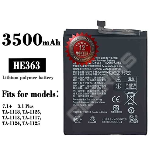 Image of THE BATTERY STORE Original battery HE363 Original Battery Compatible for Nokia 8.1 X7 3.1 Plus TA-1119 TA-1128 TA-1099 TA-1113 TA-1115 TA-1131 TA-1121 TA-1225 TA-1125 TA-1113 TA-1117 battery with 1 year warrenty (FOR NOKIA HE363)