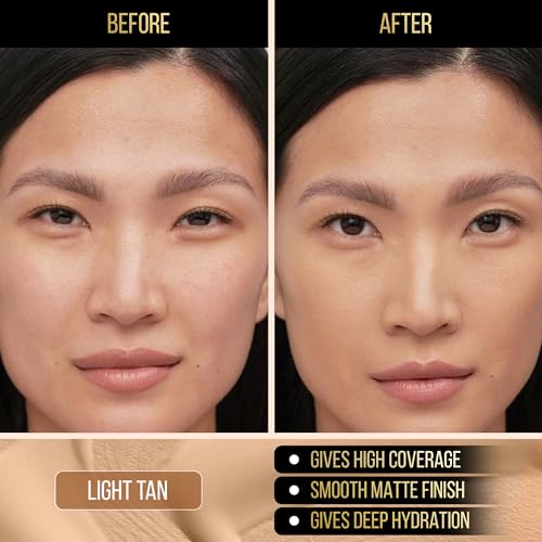 Image of Auric CoverMatte Flawless Finish Hydrating & Long Lasting Liquid Foundation (30ml) with Matte Finish & Optimum Coverage I Paraben Free I Light Tan