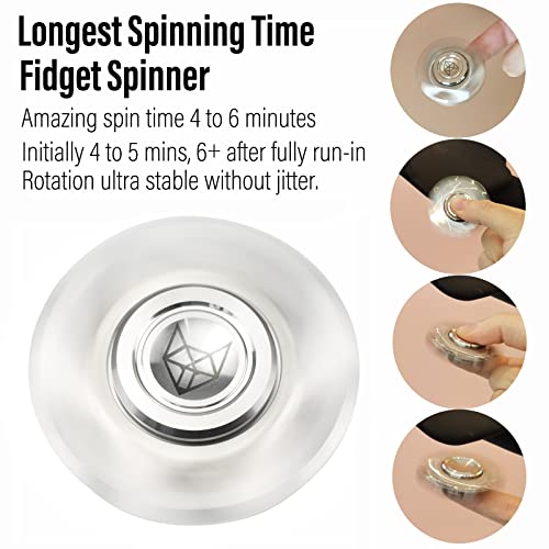 Image of FREELOVE Premium Metal Fidget Spinner for Adults, Stainless Steel Heavy Silent Spinner with Precision Bearing, Small Office Desk Toy & EDC for Stress Relief Focus ADHD, Pro Silver