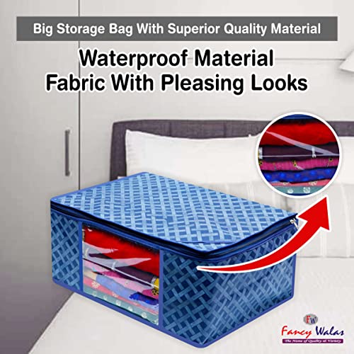 Image of Non woven storage bags for clothes saree cover fancy saree cover with zip combo & cloth organizer for wardrobe (3)