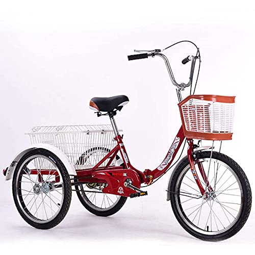 Triciclo para adultos de 3 ruedas, 20 pulgadas, con canasto, monocambio, para mujeres y hombres, para deportes al aire libre y compras miniatura 1