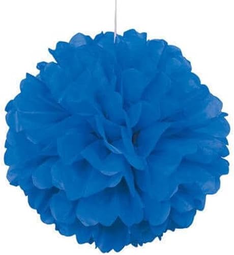 Pompón de papel de seda color negro, de 16 pulgadas., talla única , Azul Royal
