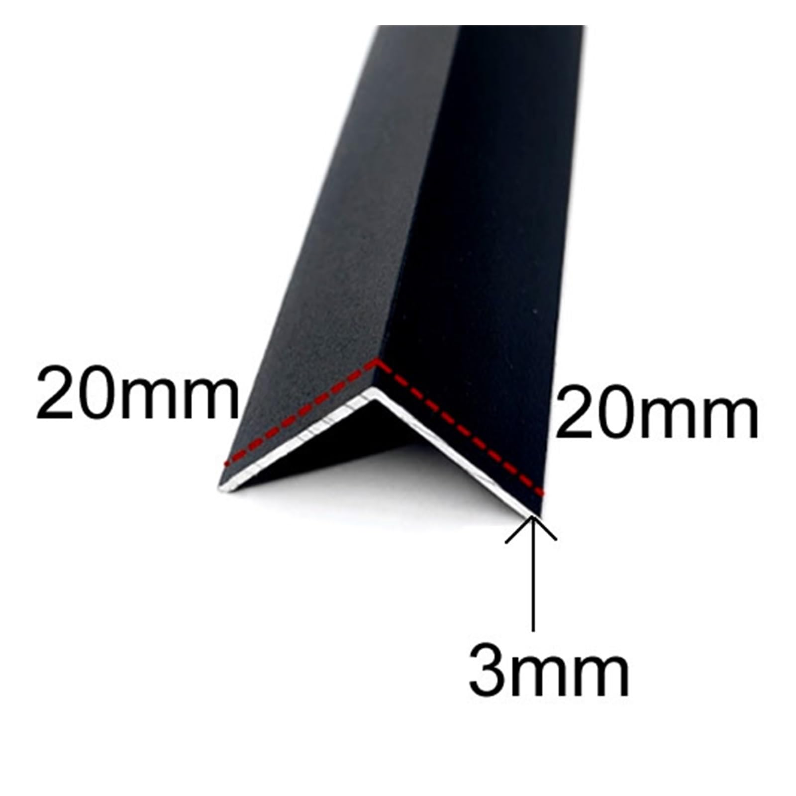 Ángulo de aluminio Ángulo de aluminio en forma de L Esquina decorativa | Canal de aluminio negro 500 mm Resistente al óxido Ligero 6063(20x20x3mm,500mmx2pcs)