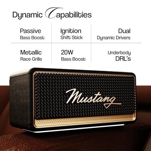 Image of GOBOULT Mustang GT 20, Dual Dynamic Drivers, RGB LEDs, Bass Radiator, BTv 6, 7Hr Battery 20 W Bluetooth Speaker (Turbo Black, Stereo Channel)