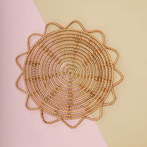 Décor mural en bois tissé boho vintage salon maison - 3