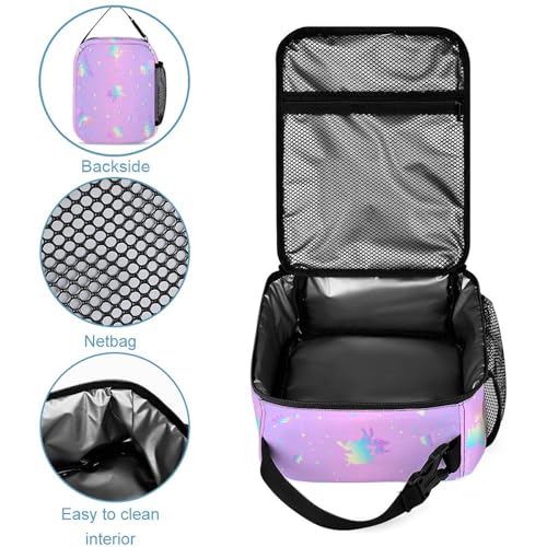 Custom Pink Unicorn Galaxy Kids Backpack for Girls Boys Personalized Add Your Name 4Pcs School Bag with Lunch Bag Pencil Bag Water Bottle Customization Backpack Set4