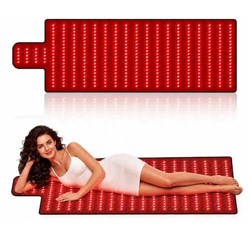 Red Light Therapy Mat for Full Body High-Density LED Infrared Light with 5 Intensity Levels 9 Auto-Shutoff Timer Settings Handheld Controller Gifts for Athletes Office Workers Women Men