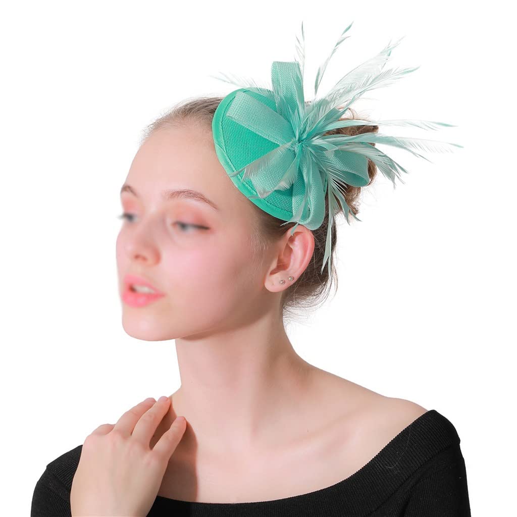 Szmaragdowo-zielone damskie kapelusze ślubne pióra do włosów fascynatory Chapeau Ladies Elegalt ślubne imprezowe akcesoria do włosów (szary 18cm)