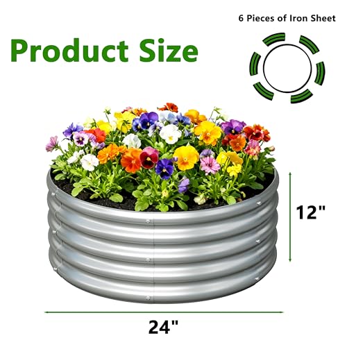 Image of 2Pack 2x2x1ft Galvanized Raised Garden Bed, Planter Raised Garden Beds Outdoor, Round Clearance Raised Garden Beds for Gardening Vegetables