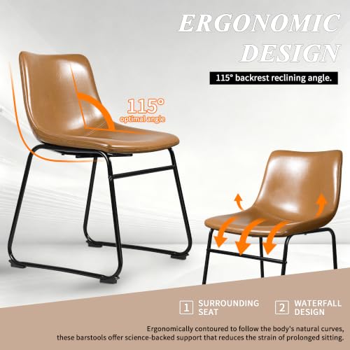 Image of Waleaf Dining Chairs Set of 2, 18 inch Faux Leather Counter Height Bar Stools