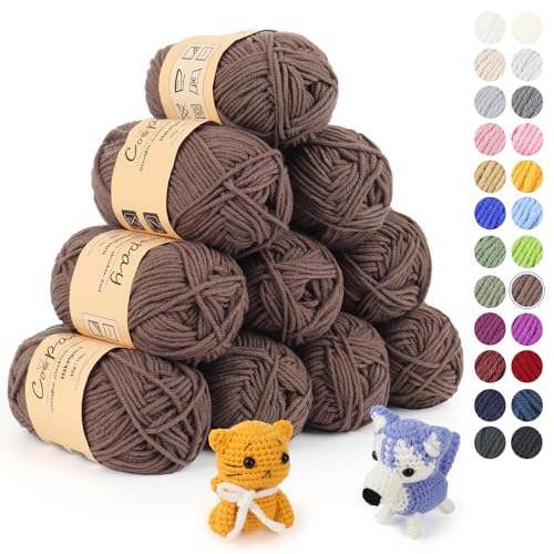 Coopay 10 Pelote de Laine à Tricoter, 450g (10x 45g), Laine Crochet Doux en Coton et Fibre, 5 Brins, Laine Crochet Tricot pour Layette, Fil à Crocheter...
