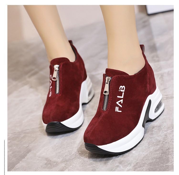 Women's Casual Shoes with Thick Inner Heel and Zipper, Fashionable and Sporty Shoes2