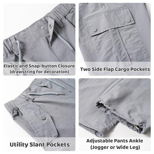 Image of Rolanko Parachute Pants for Girls Y2K Cargo Trousers with Pockets Harajuku Jogger Pants Kids 4-14 Years