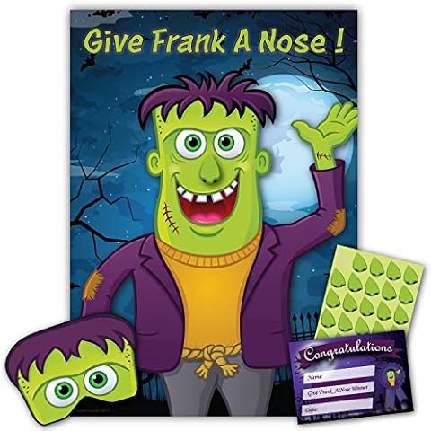 Halloween Party Game - GIVE FRANK A NOSE - 30 Player - Blindfold, Winner Certificate and XL Poster Included for Halloween Party, Halloween Decoration, Halloween Party Supplies, Halloween Games Cover