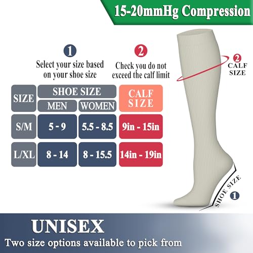 Image of QUXIANG Copper Compression Socks for Women & Men Circulation (8 Pairs) - Best for Running Athletic Cycling - 15-20 mmHg