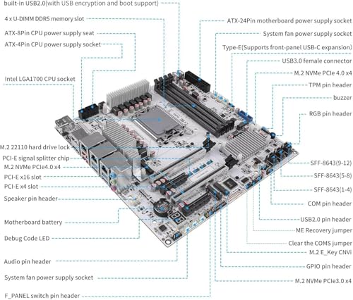 Image of W680 12 Bay NAS ATX10Gbps Server NAS Motherboard Workstation /Server Grad Four ddr5 Two hdmi Two dp, 2x2.5G 3xnvme Support vPro Remote Management Function（Motherboard+3xSFF8643