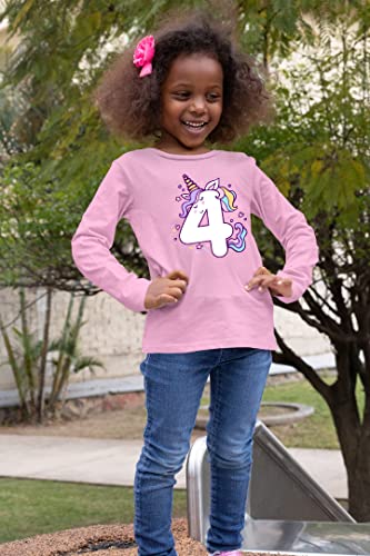Image of Unicorn 4th Birthday Shirts for Toddler Girls Outfit 4 Year Old Fourth Four Shirt
